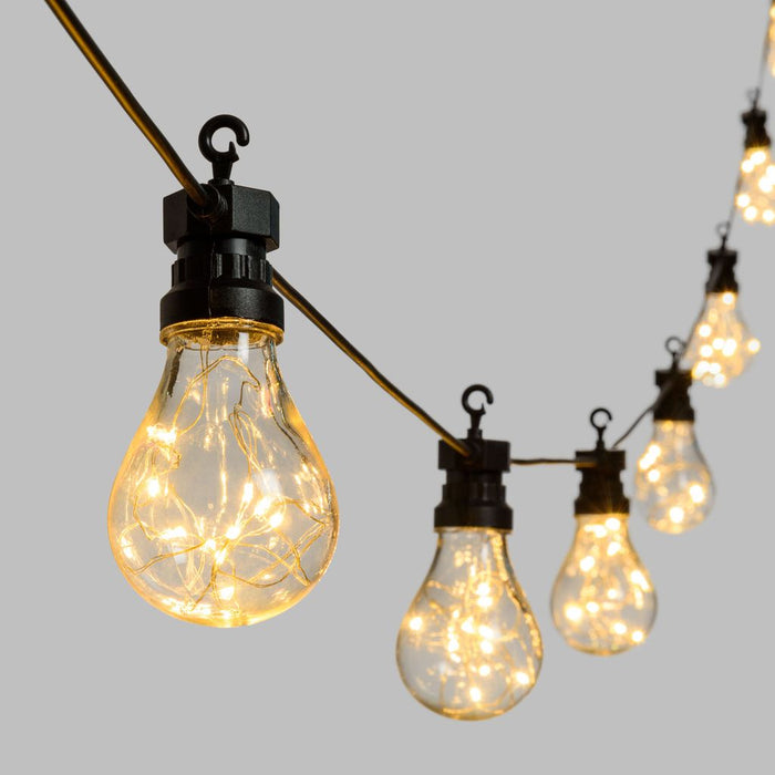Catena 10 lampadine a goccia led bianco caldo, Ø 67 mm