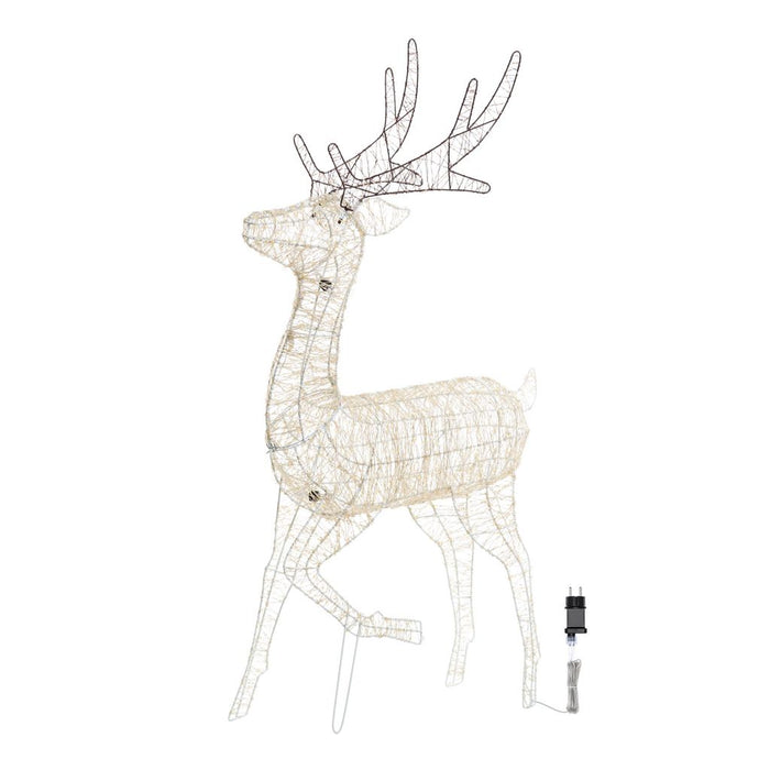Renna con zampa alzata 3D, h 130 cm, microled bianco caldo e freddo, uso interno