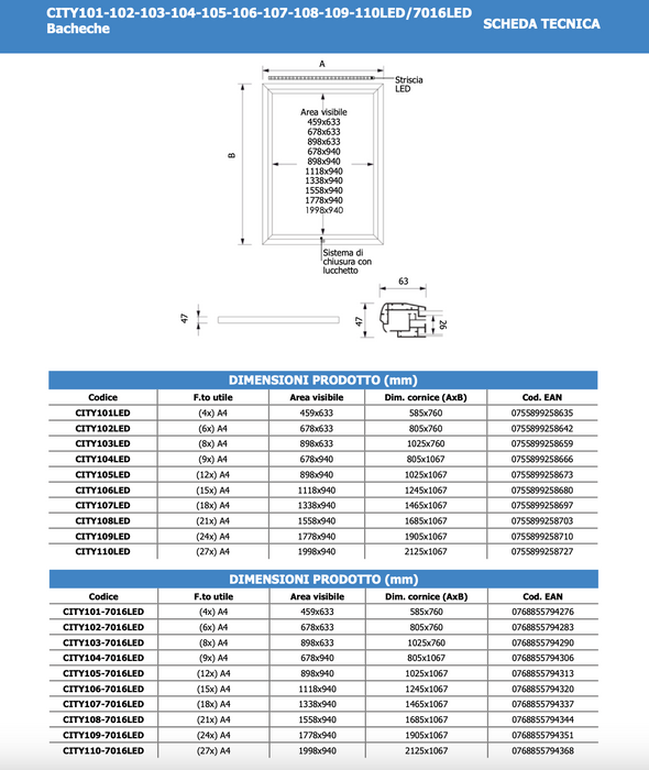 Bacheca per Esterno Certificata IP56 LED Grigio RAL 7016