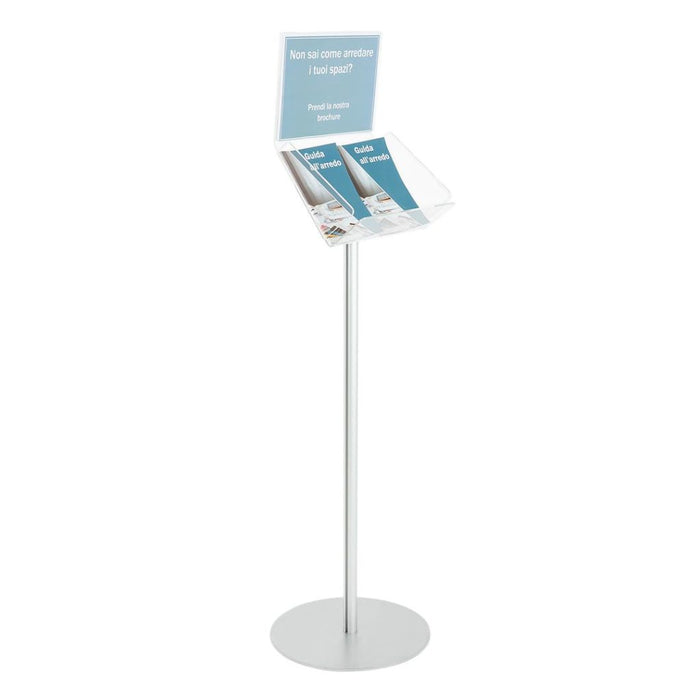 Expositor horizontal de plexiglás A4 con soporte para avisos
