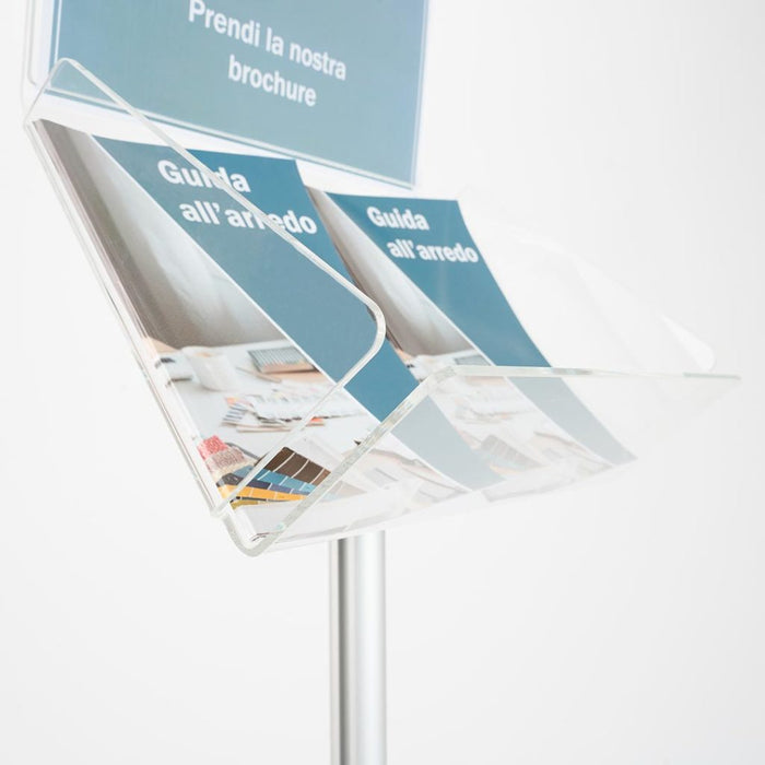 Présentoir horizontal A4 en plexiglas avec porte-affiche