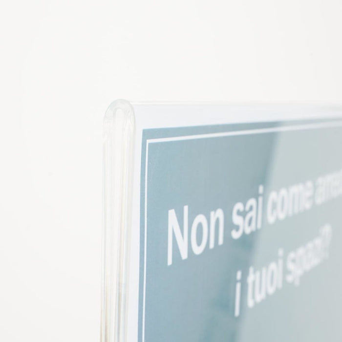 Présentoir horizontal A4 en plexiglas avec porte-affiche