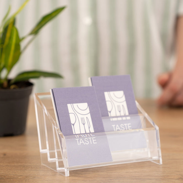 Présentoir porte-cartes de visite à 3 poches