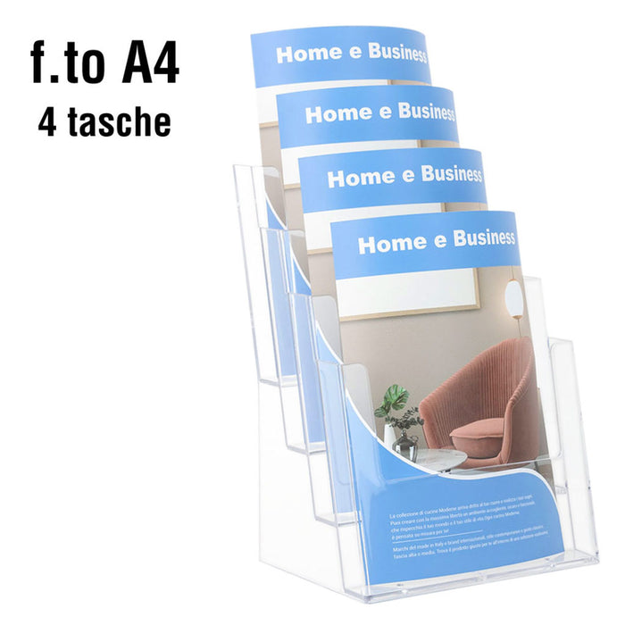 Porte-brochure comptoir 4 pochettes A4