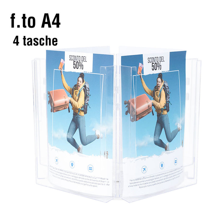 Porte-brochures comptoir tournant 4 pochettes A4