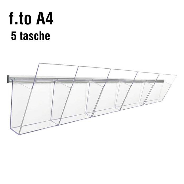 Porte-brochure en plexi avec barre 5 plateaux A4