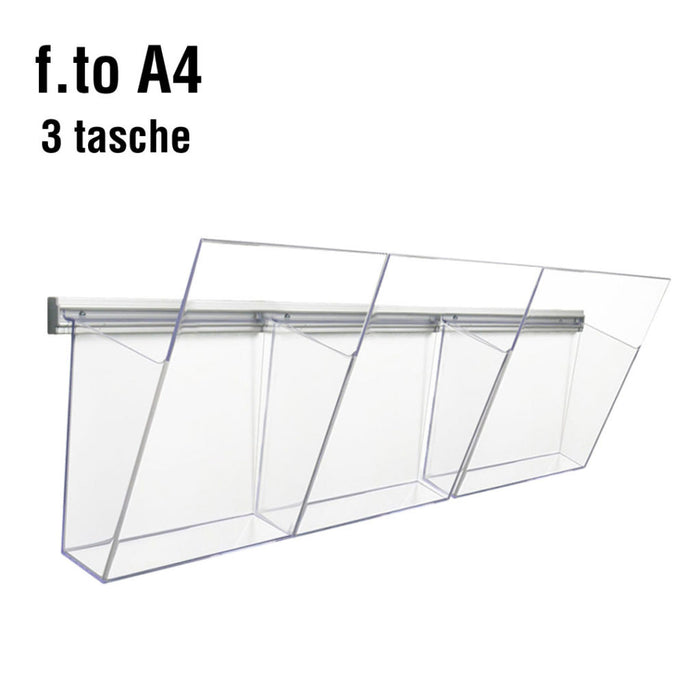 Portadepliant in plexi con barra 4 vaschette 1/3 A4