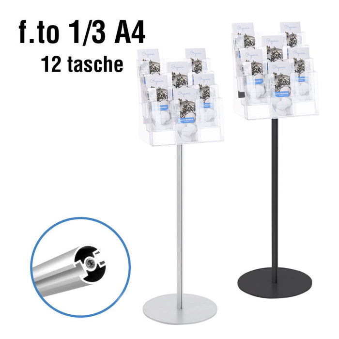 Présentoir pour brochures 12 pochettes plexi