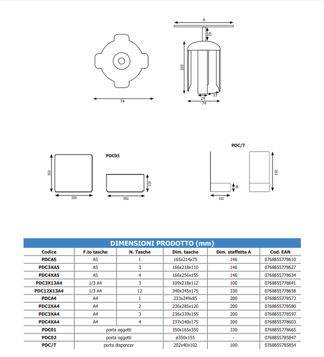Porte-brochures Colonnes Repères Ruban tendon A4