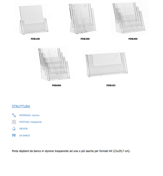 Porte-brochures de bureau 2 poches A4 Vertical
