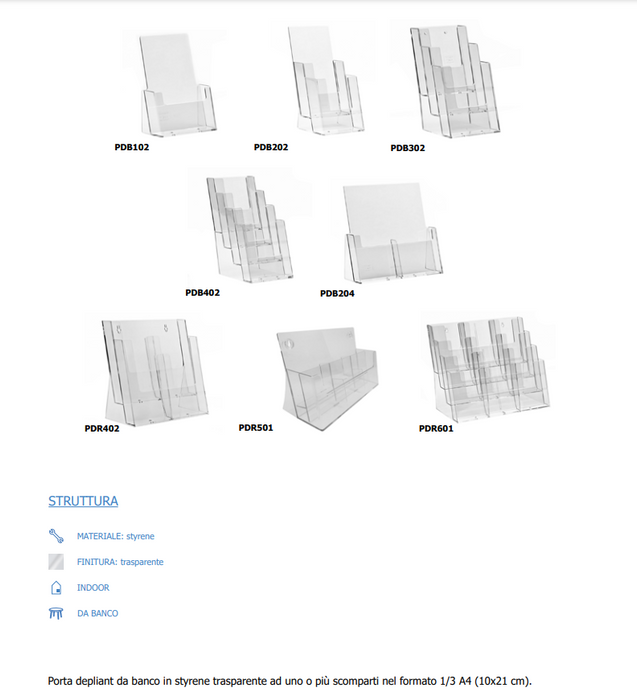 Porte-brochures comptoir 4 pochettes 1/3 A4 Vertical