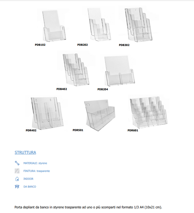 Porta depliant da banco 4 tasche 1/3 A4 Verticale