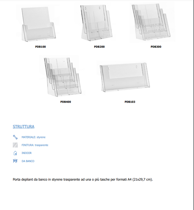 Porte-brochure comptoir 4 pochettes A4