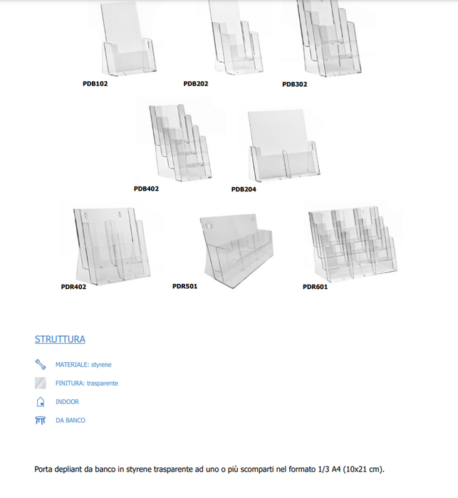 Banc porte-brochures en plexi 3 pochettes 1/3 A4