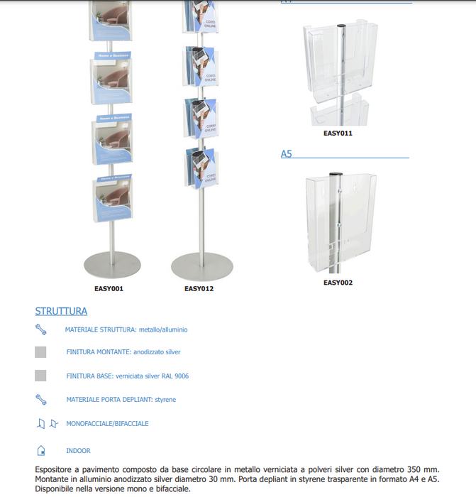 Porta depliant espositore formato A4