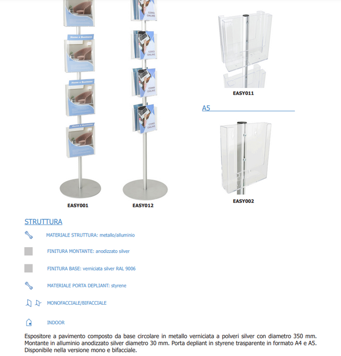 Porta depliant espositore formato A5