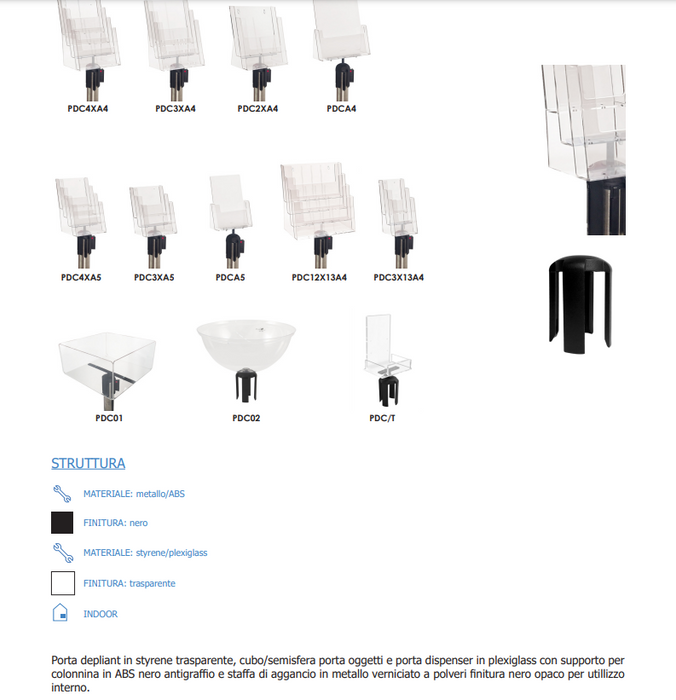 Porte-objet demi-sphère pour colonnes nervurées
