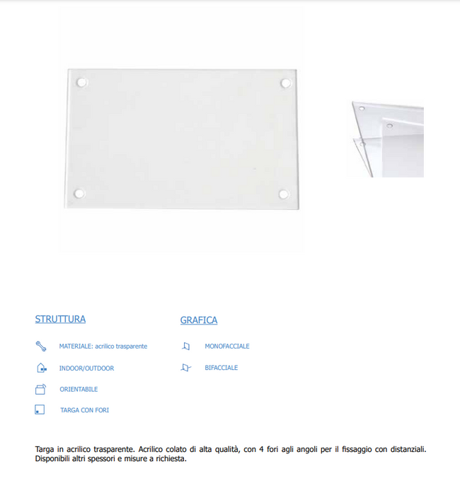 Targa per distanziali spessore 3 mm Personalizzabile