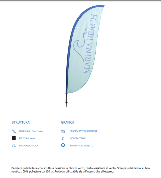 Bandiera a PIUMA con stampa varie misure