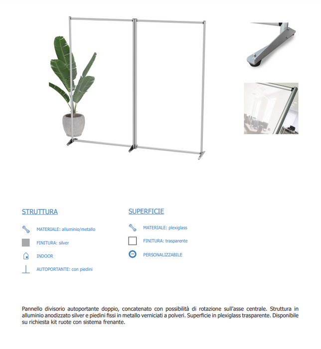 Pannello divisorio doppio in plexiglass per Aziende Uffici Studi Medici