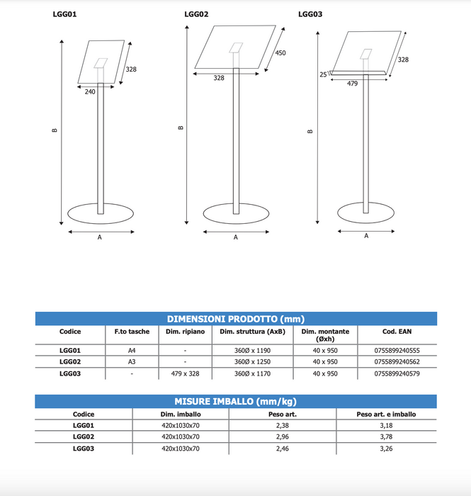 Espositore in plexiglass A4