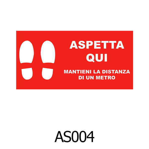 Adesivo Rosso Calpestabile Antiscivolo Lavabile ASPETTA QUI 50 x 25