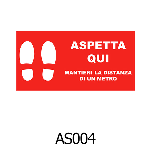 Adesivo Rosso Calpestabile Antiscivolo Lavabile ASPETTA QUI 50 x 25 