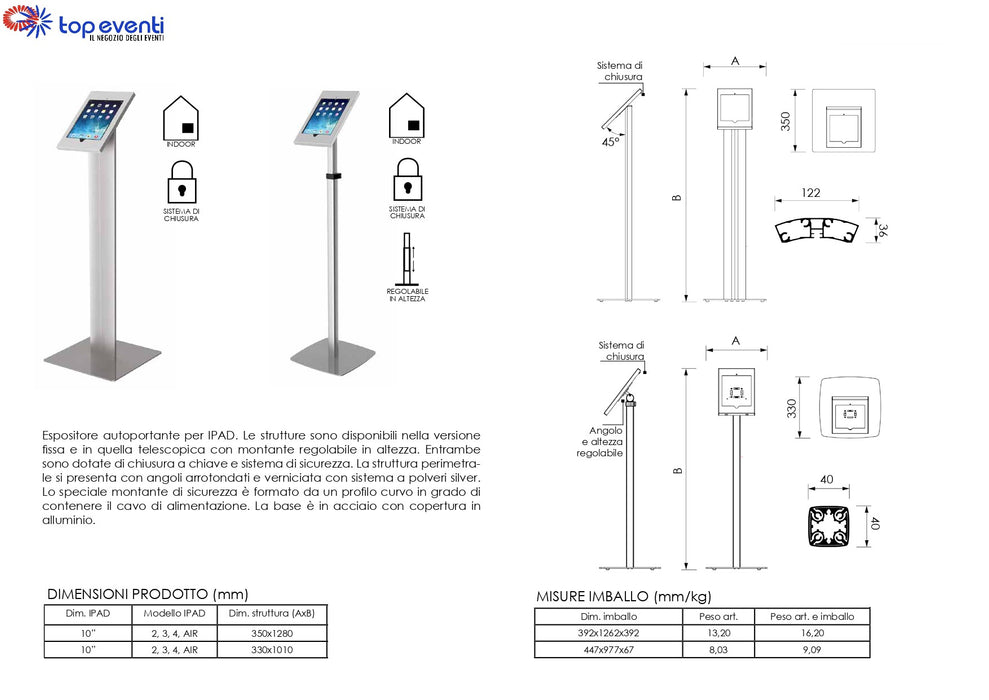 Supporto Ipad 10" autoportante - Top Eventi Store