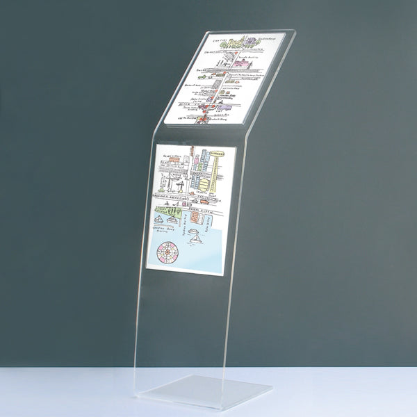 Leggio in plexi con base a L 2 tasche A4 - Top Eventi Store