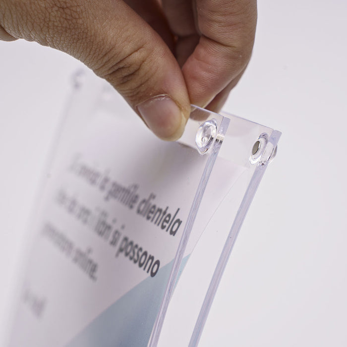 Porta avvisi da banco magnetico in Plexi profilo curvo Monofacciale