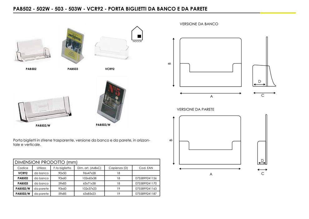 Espositore Porta Biglietti da Visita da banco Plexiglass | Top Eventi 2
