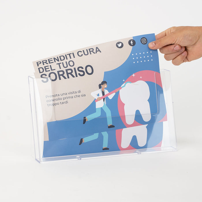 Porte brochure comptoir en plexi A4 Horizontal