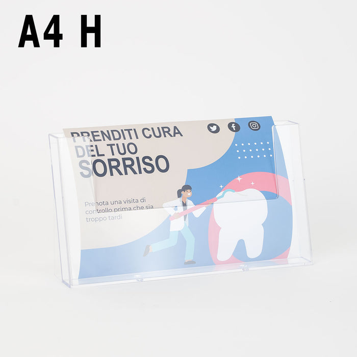 Porte brochure comptoir en plexi A4 Horizontal