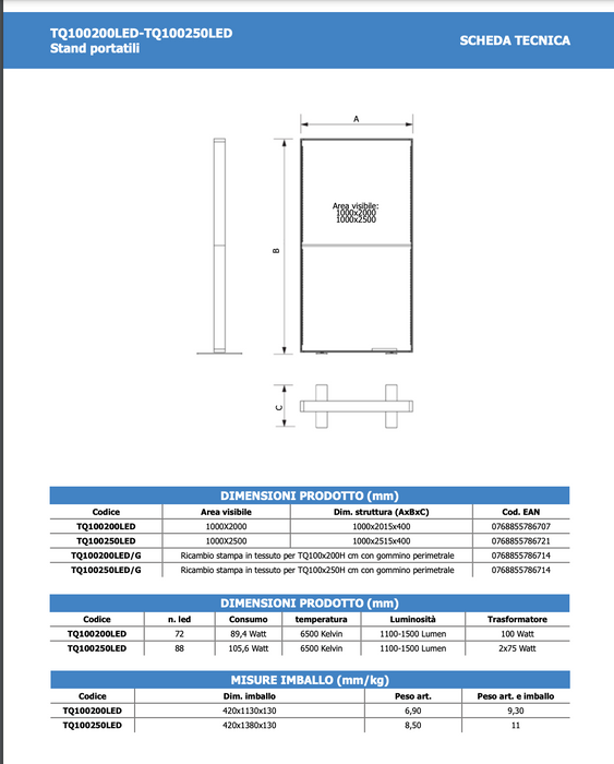 Totem Pubblicitario a LED 100 x 200