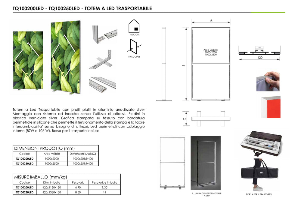Totem pubblicitario a LED 100 x 200 autoportante | Stampa su Tessuto  12