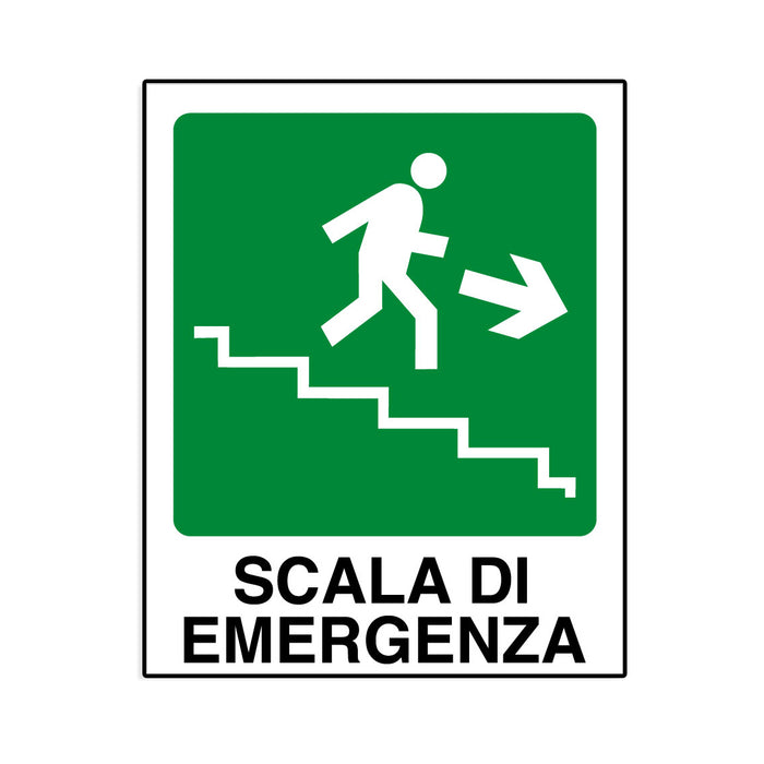 Cartello in alluminio SCALA DI EMERGENZA a destra | Top Eventi Store