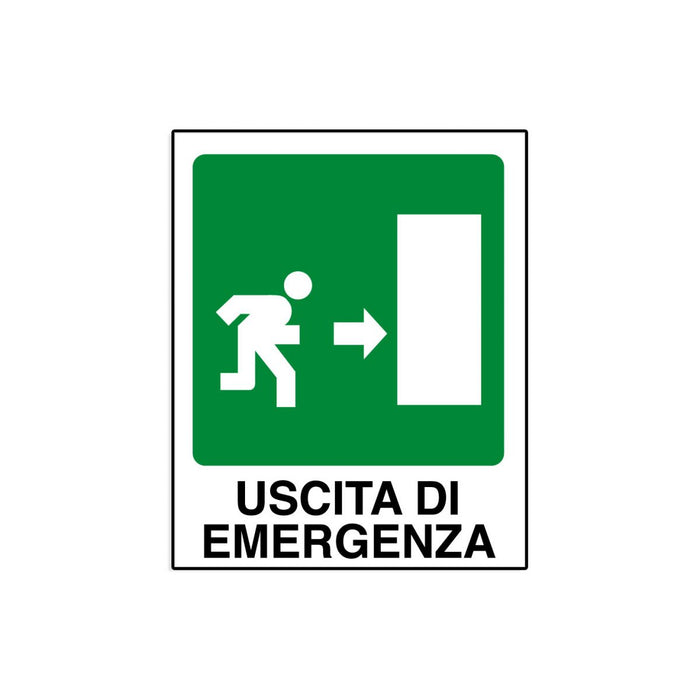 Señal de aluminio Salida de emergencia a la derecha.