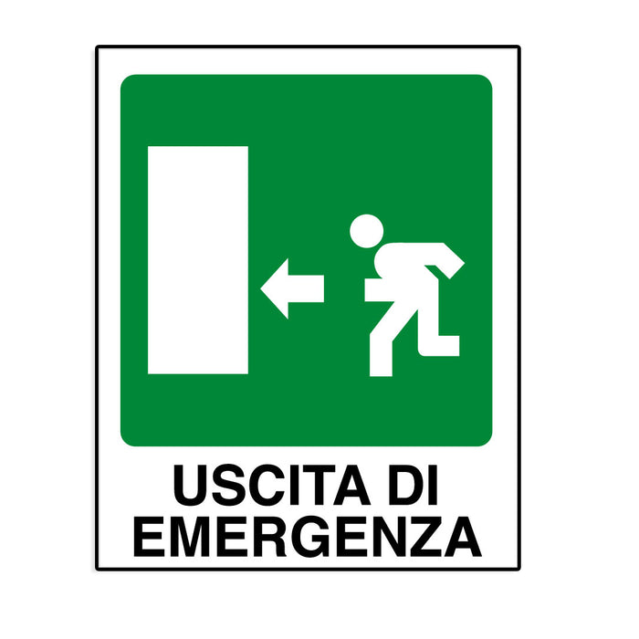 Señal de aluminio Salida de emergencia a la izquierda.