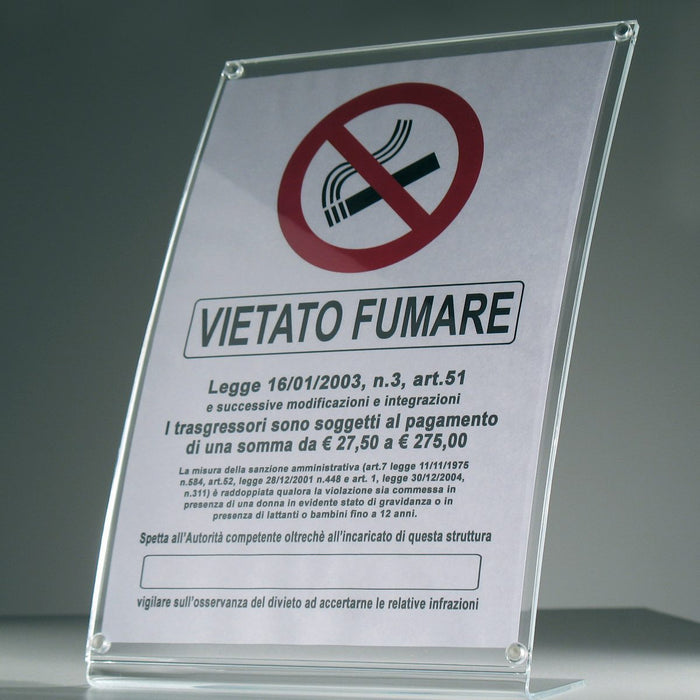 Porta avvisi da banco in plexiglass Profilo curvo Chiusura magnetica 2