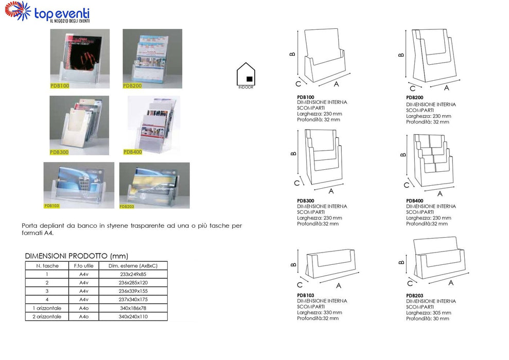 Porta depliant da banco in plexi A4 Orizzontale - Top Eventi Store