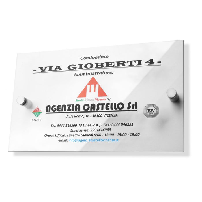 Targa per distanziali spessore 3 mm Personalizzabile