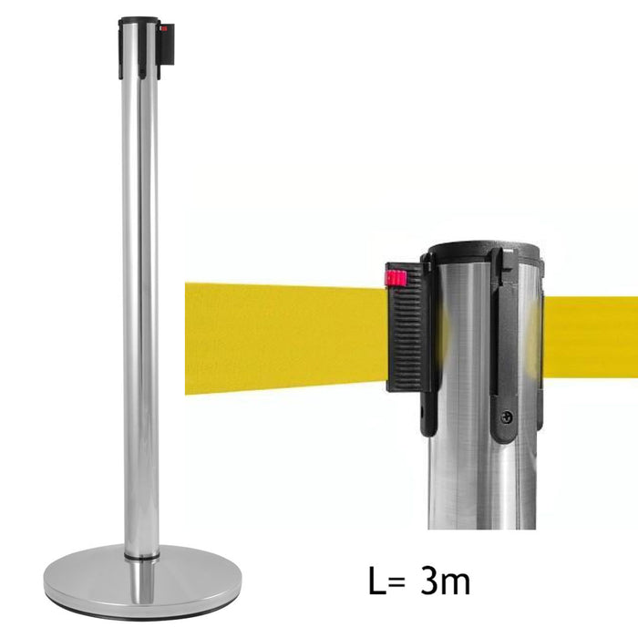 Colonnina Segnapercorso acciaio CROMATO nastro giallo