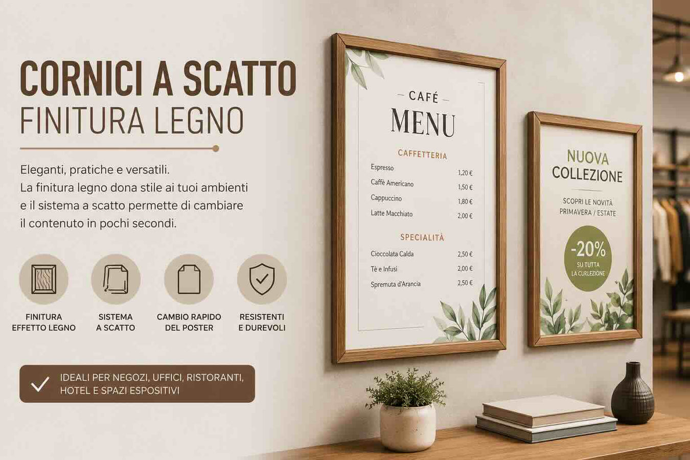 Vendita Cornici a Scatto finitura Legno - Top Eventi Store