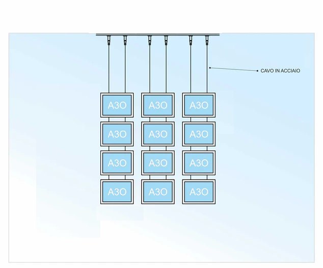 Vetrina ALL INCLUSIVE LED 12 tasche bifacciali A3 orizzontale