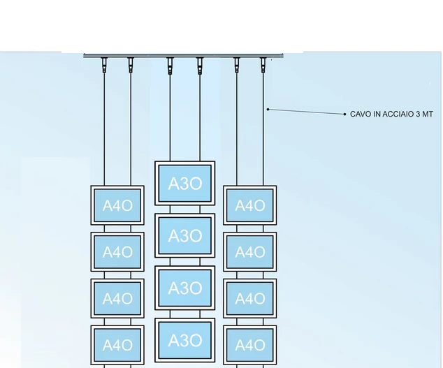 Vetrina ALL INCLUSIVE LED 12 tasche bifacciali A4 e A3 orizzontale