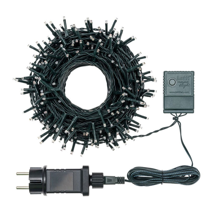 Catena 240 miniled bianco caldo con cavo verde diverse misure