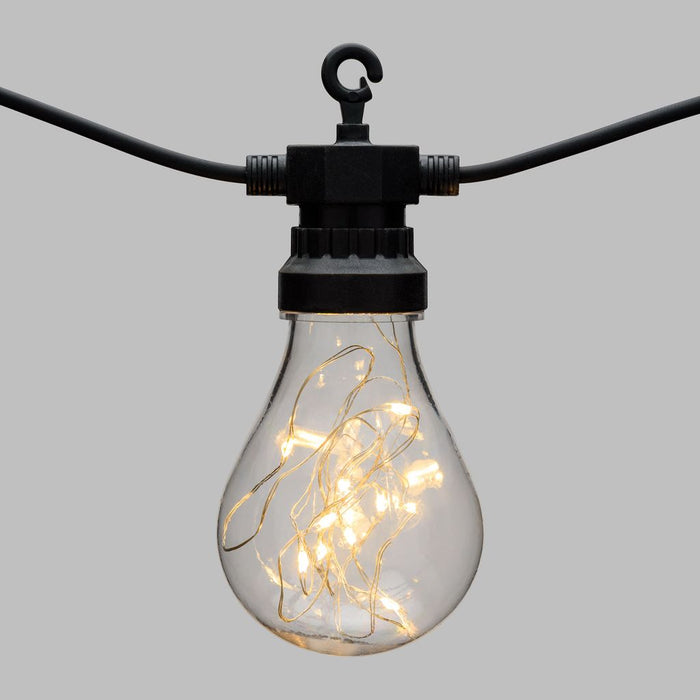 Catena 10 lampadine a goccia led bianco caldo, Ø 67 mm