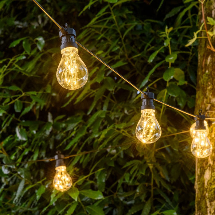Catena 10 lampadine a goccia led bianco caldo, Ø 67 mm