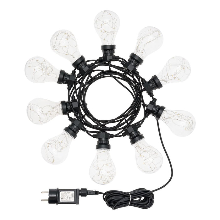 Catena 10 lampadine a goccia led bianco caldo, Ø 67 mm
