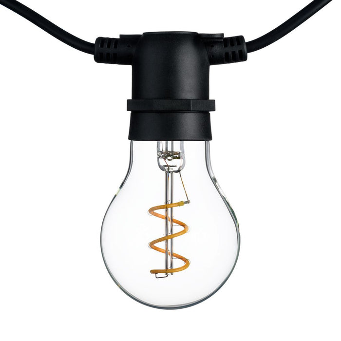 Catena 5 m, 10 lampadine goccia Ø 60 mm, led bianco caldo a spirale, prolungabile
